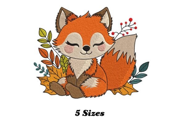 Charming Fox: A Seasonal Embroidery Design with Woodland Whimsy