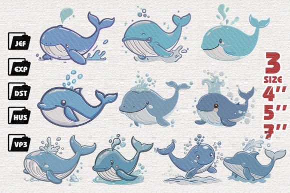 Cute Blue Whales: A Seasonal Embroidery Staple?