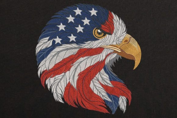 USA Patriotic Eagle Flag 2 on Black: A Seasonal Embroidery Staple